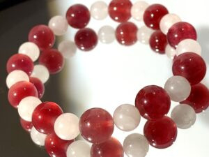 A Duet of Sweetness and Purity - Strawberry Quartz and White Aventurine Bracelet