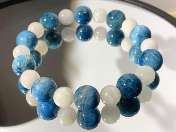 Blue Apatite and White Aventurine Bracelet