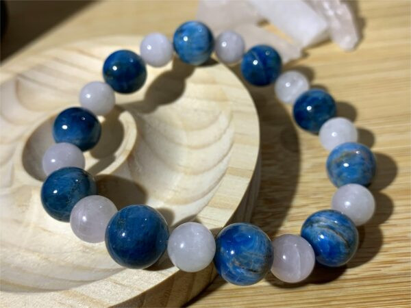 Blue Apatite and White Aventurine Bracelet