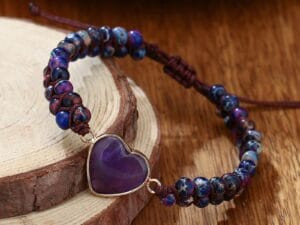 Amethyst Imperial Stone Double Braided Bracelet