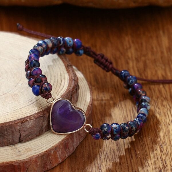 Amethyst Imperial Stone Double Braided Bracelet