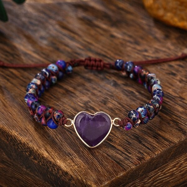 Amethyst Imperial Stone Double Braided Bracelet