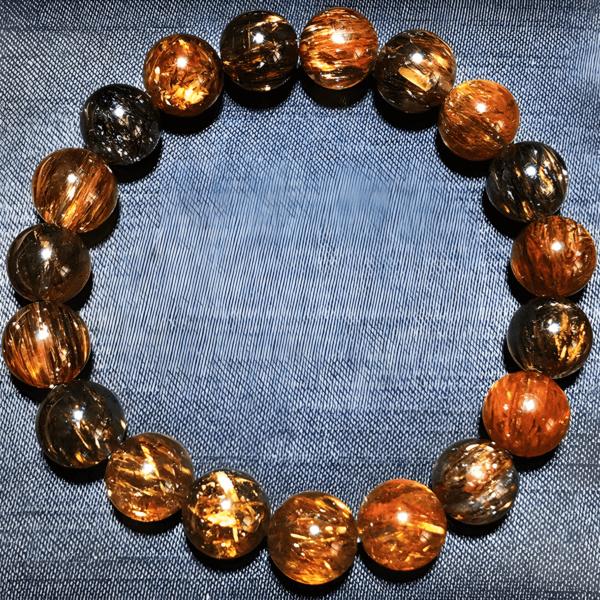 full-mineral black golden super seven quartz bracelet